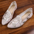 Sarah Express Vintage Embroidered Pointed Toe Flats Pink