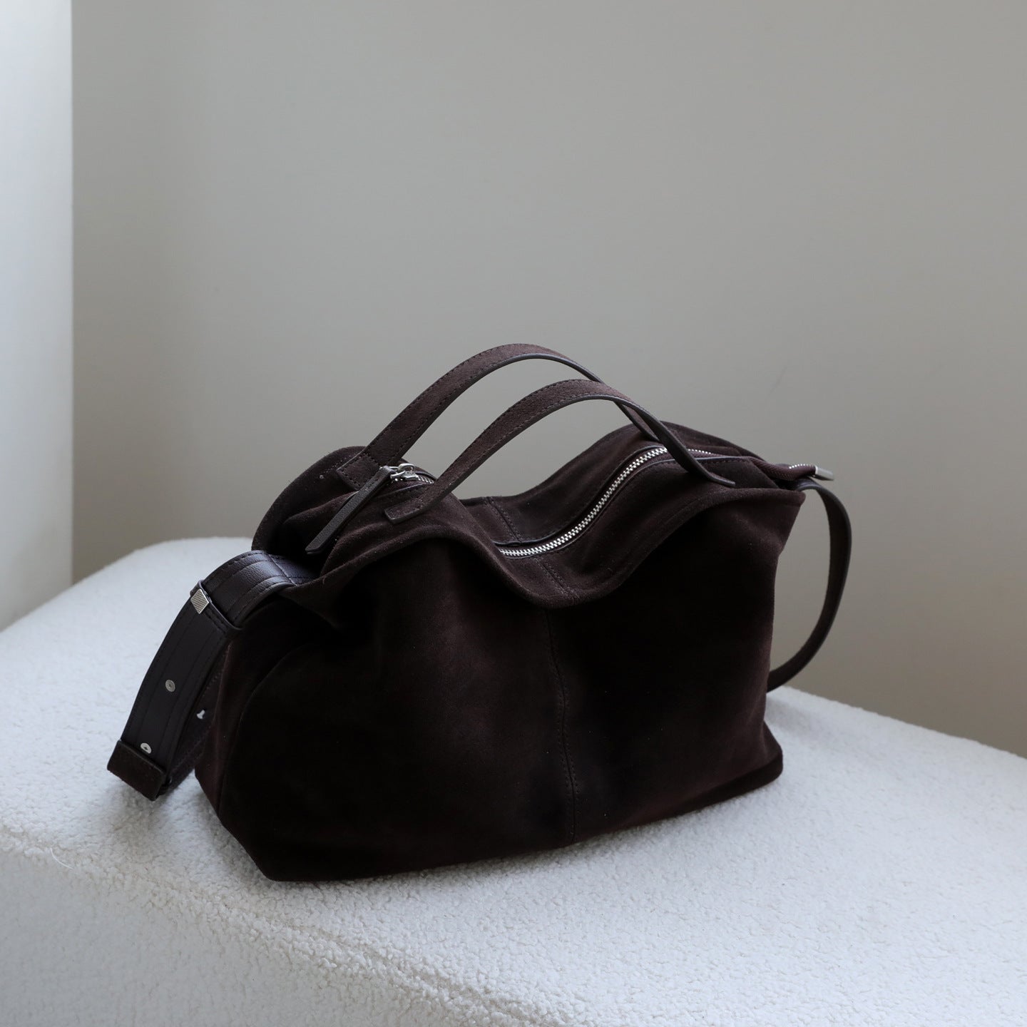 Sarah Express Matte Genuine Leather Square Commuter Bag