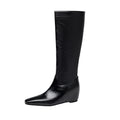 Sarah Express Women's Winter Wedge Heel Pointed-Toe Boots Black