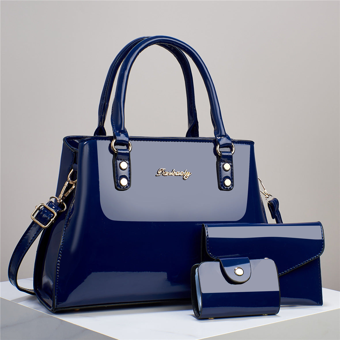 Sarah Express Structured Three-Piece Travel Handbag Set Blue