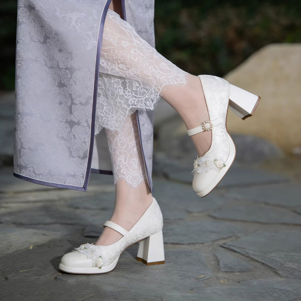 Sarah Express Lace Mary Jane Platform Bridal Heels