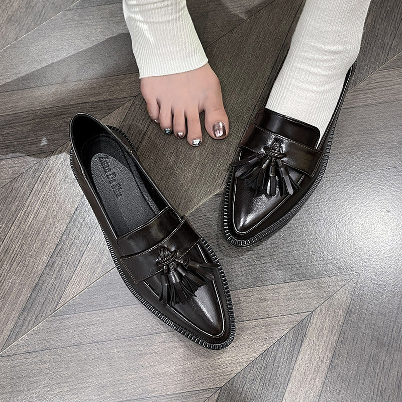 Sarah Express Pointed-Toe Tassel Loafers Slip-On Shoes