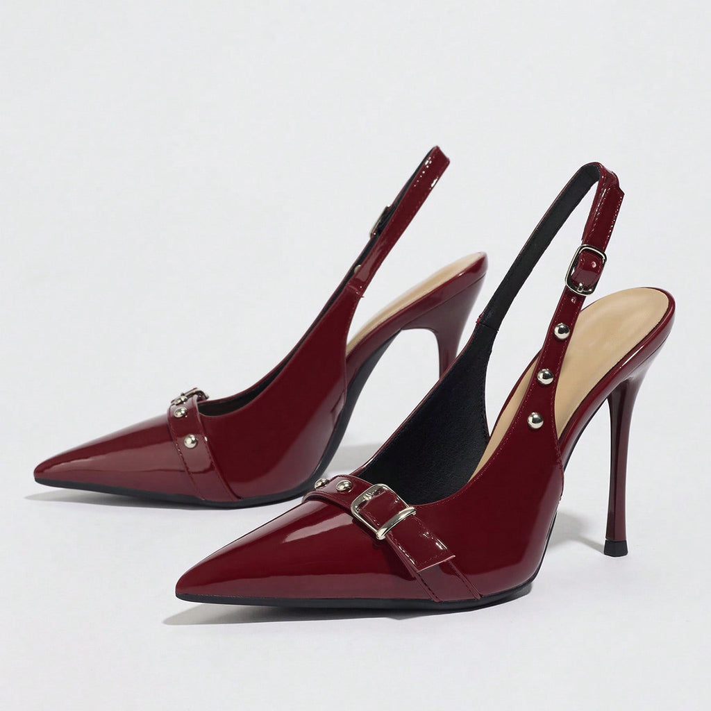 Sarah Express Pointed-Toe Stiletto Heels with Rivet Detail