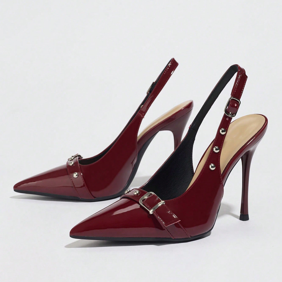 Sarah Express Pointed-Toe Stiletto Heels with Rivet Detail