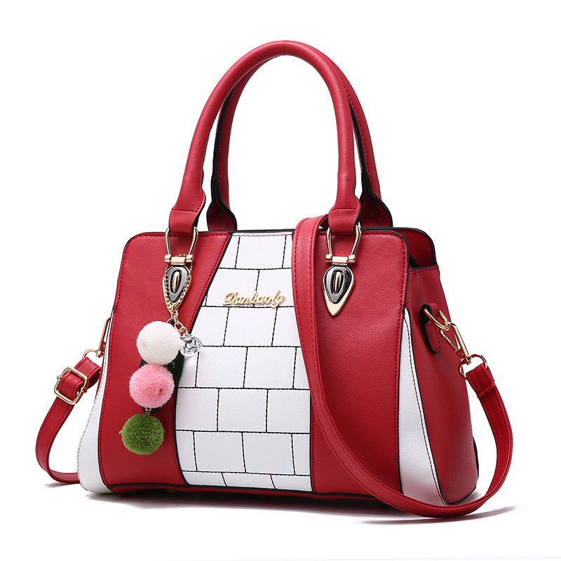 Sarah Express Structured Horizontal Square Shoulder Handbag Wine red