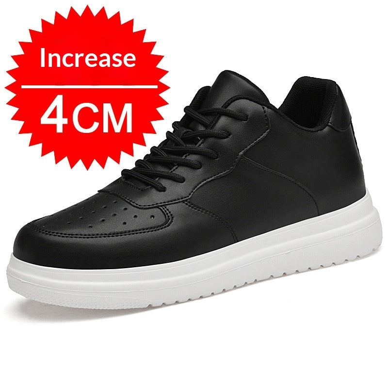 Sarah Express Men's Height-Increasing Casual Lace-Up Sneakers Black 4CM
