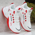 Sarah Express Men's Trendy High Top Athletic Sneakers Red Leather