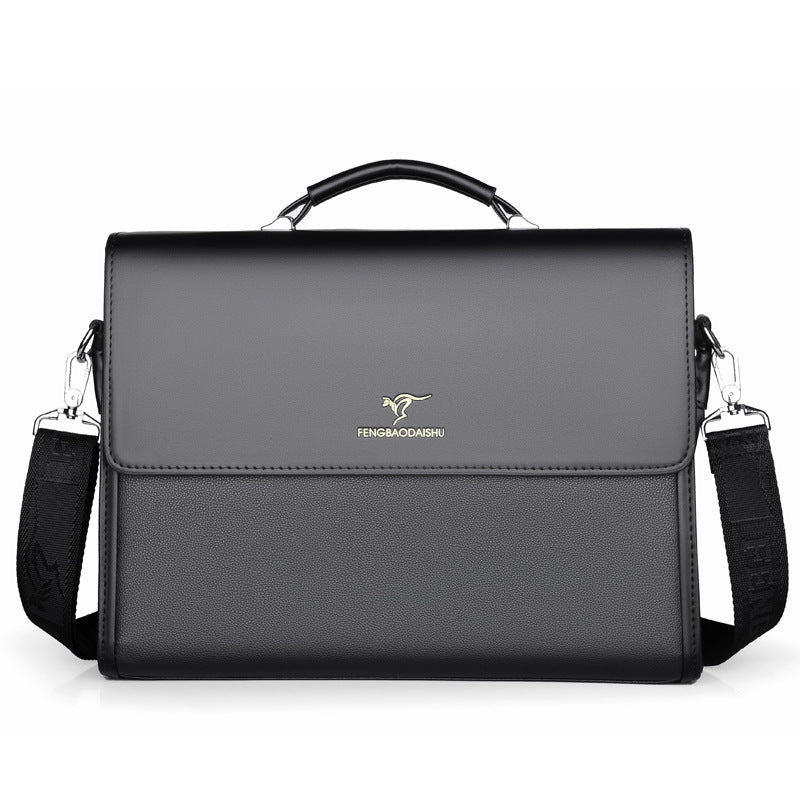 Sarah Express Professional Horizontal Leather Business Briefcase Black