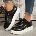Sarah Express Lace-Up Platform Loafers with Buckle Detail Black