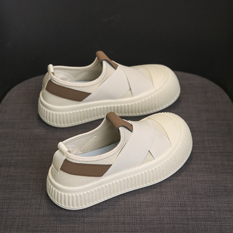 Sarah Express Women's Chunky Platform Slip-On Sneakers Beige
