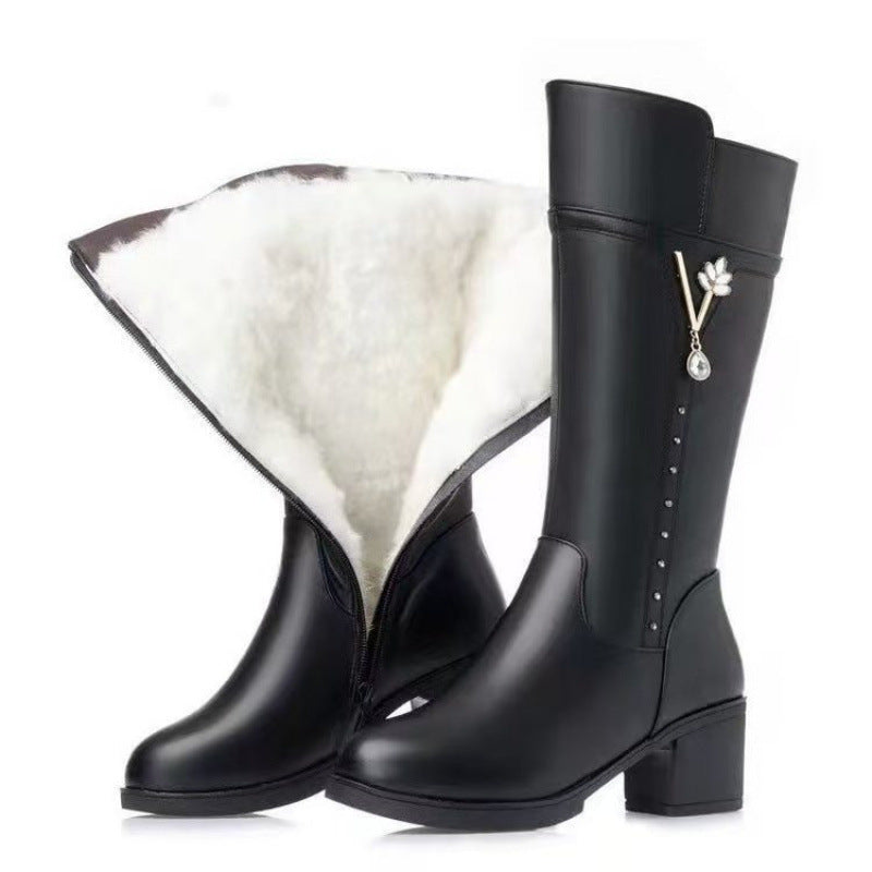 Sarah Express Fleece Lined Tall Winter Boots Black