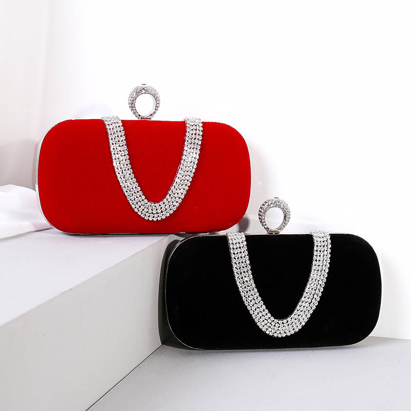 Sarah Express Velvet Rhinestone Evening Clutch Bag
