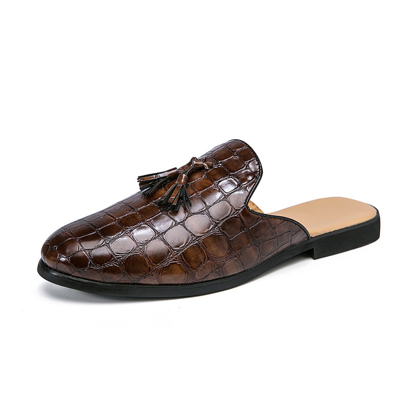 Sarah Express Men's Tassel Slip-On Brogue Mules
