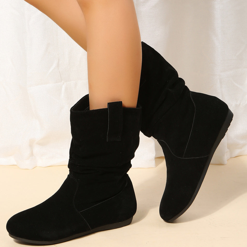 Sarah Express Suede Mid-Calf Flat Boots