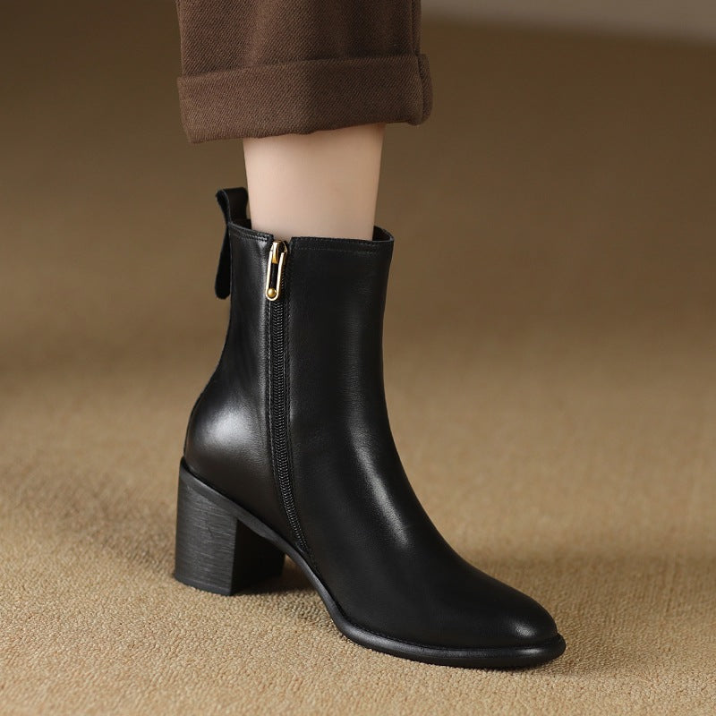 Sarah Express Retro British-Style Chunky Heel Boots