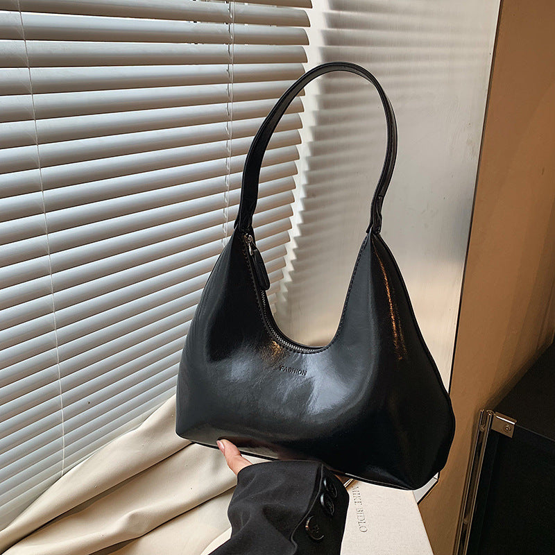 Sarah Express Retro Pleated Dumpling Shoulder Bag Black