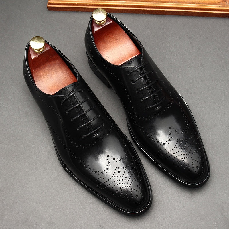 Sarah Express Men's Pointed Toe Formal Lace-Up Shoes Black