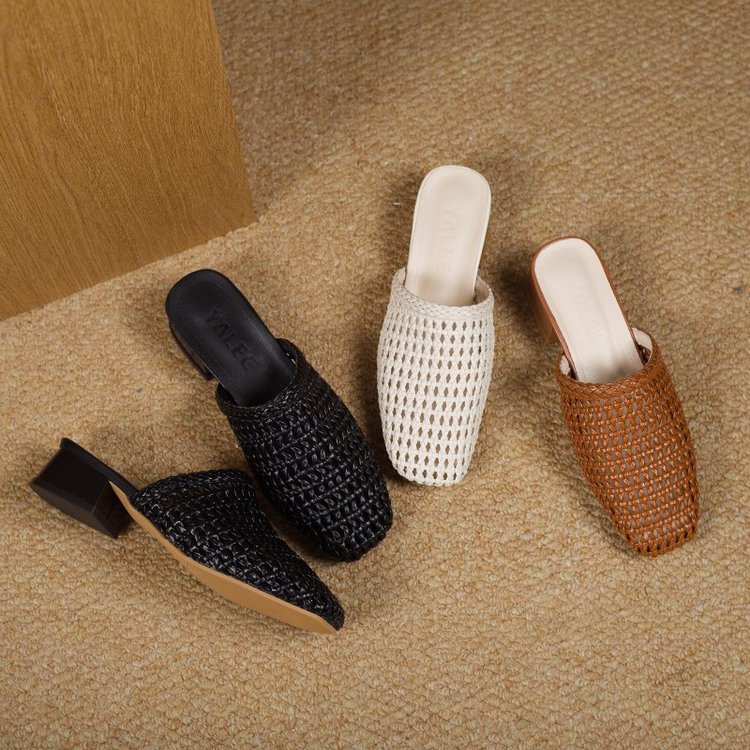 Sarah Express Woven Square Toe Casual Summer Sandals