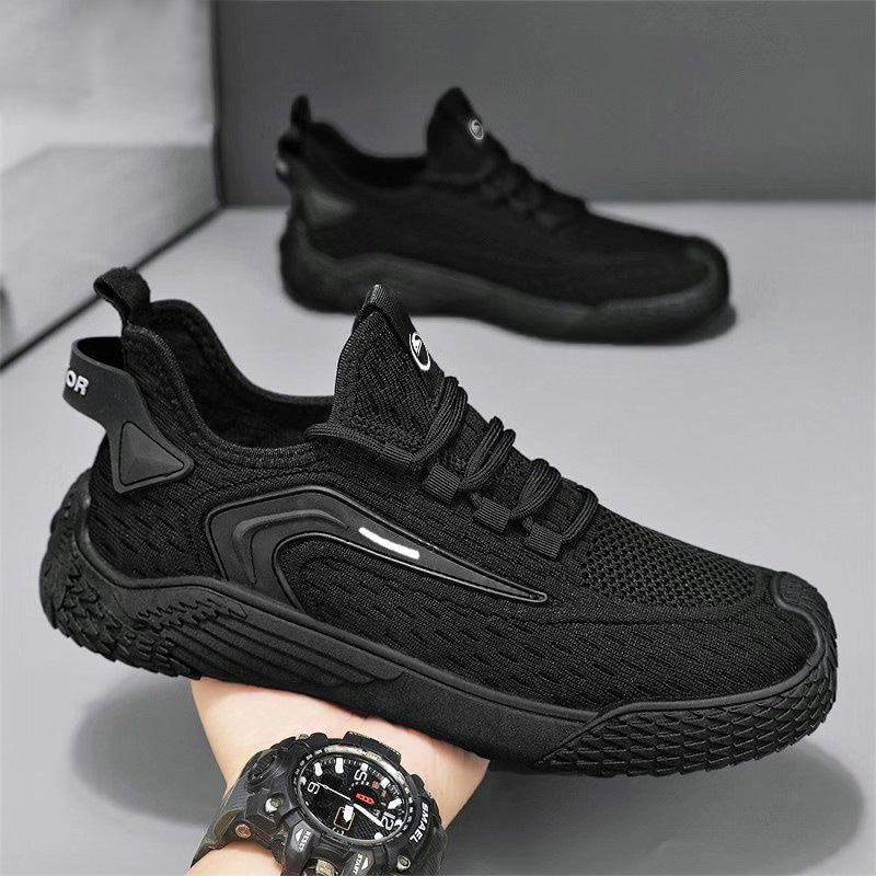 Sarah Express Breathable Mesh Lace-Up Men's Sneakers D6 Black