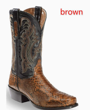 Sarah Express Men's Embroidered Patchwork Quilted Ankle Boots