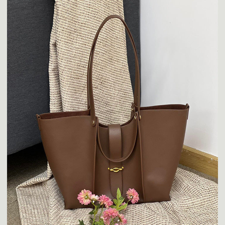 Sarah Express Genuine Leather Retro Structured Tote Bag