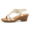 Sarah Express Rhinestone Flower Wedge Sandals White