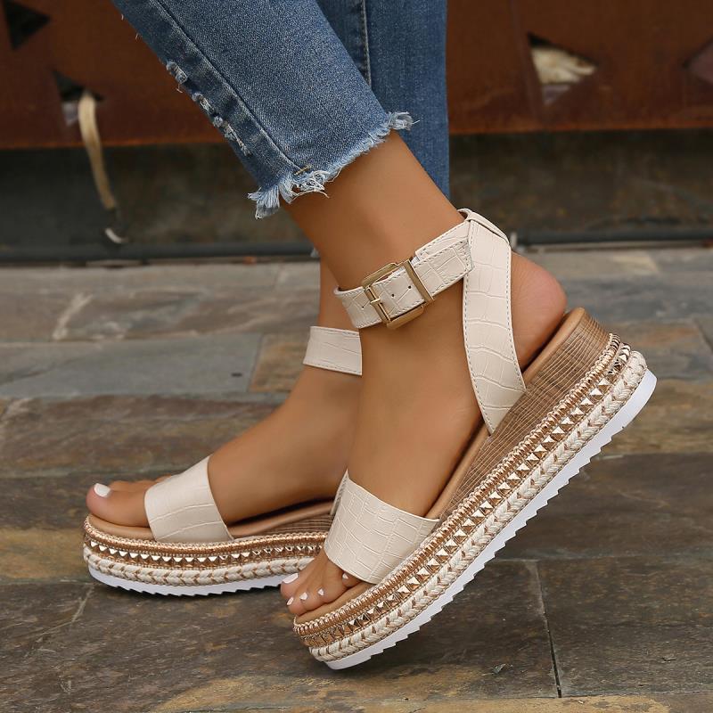 Sarah Express Women's Platform Buckle Strap Sandals