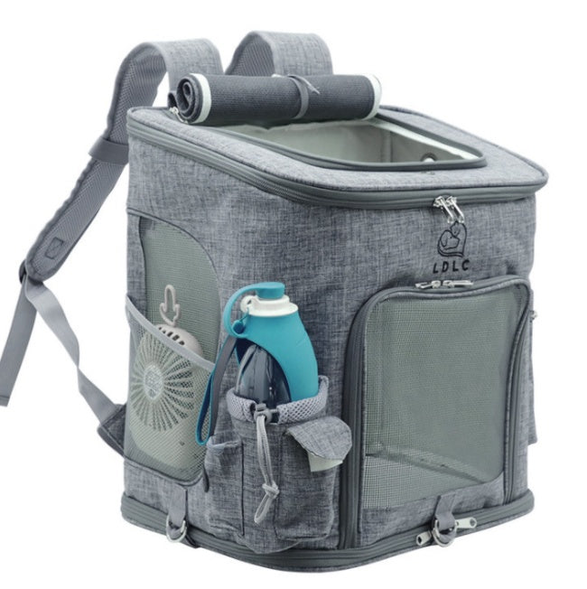 Sarah Express Ventilated Transparent Pet Travel Backpack Carrier Light grey Bag L