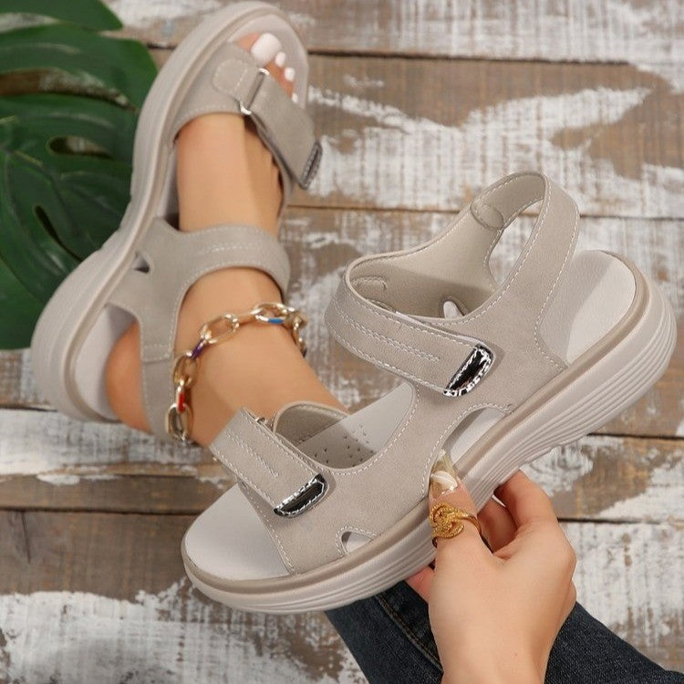Sarah Express Women's Adjustable Velcro Sport Beach Sandals Grey