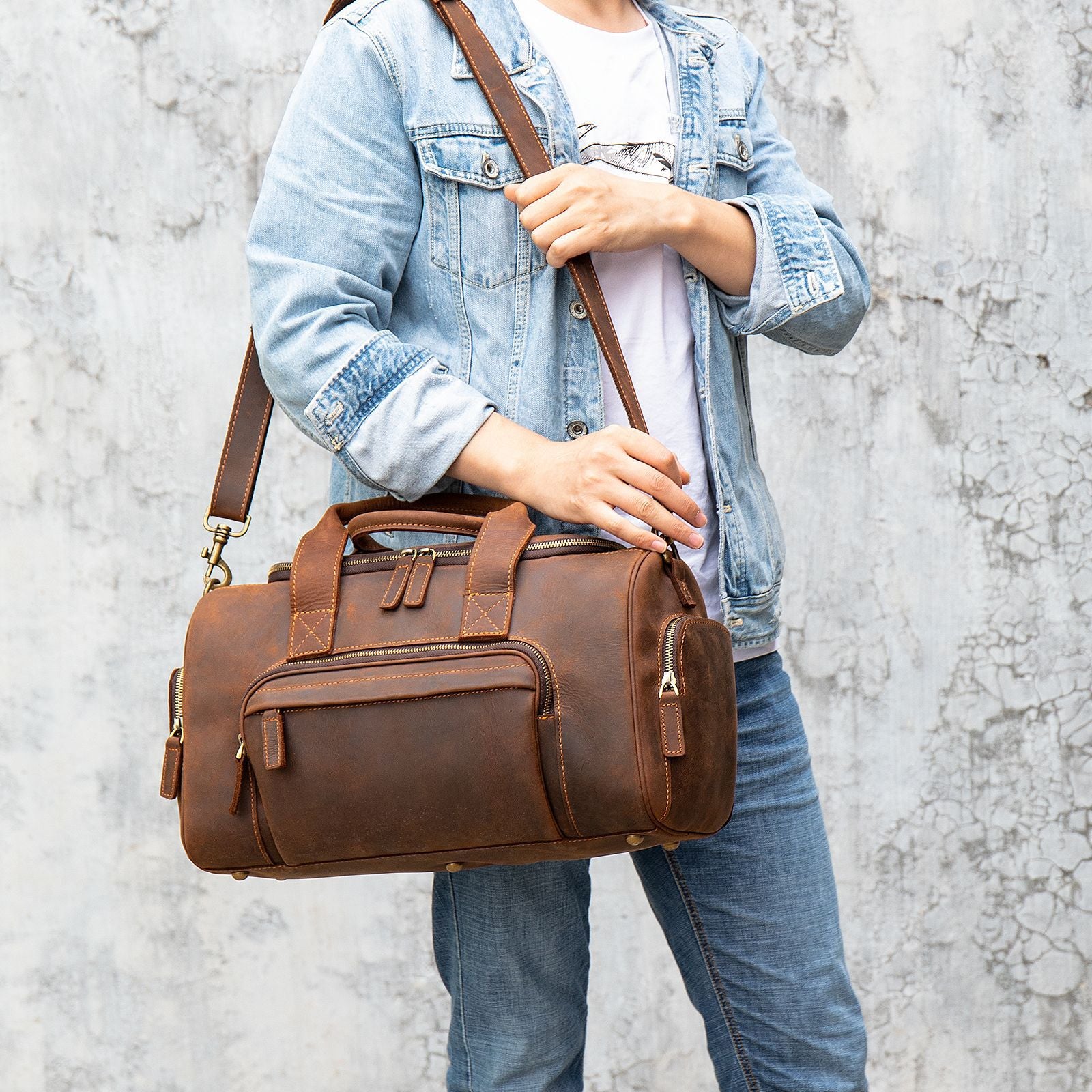 Sarah Express Retro Leather Travel Hand Luggage Bag