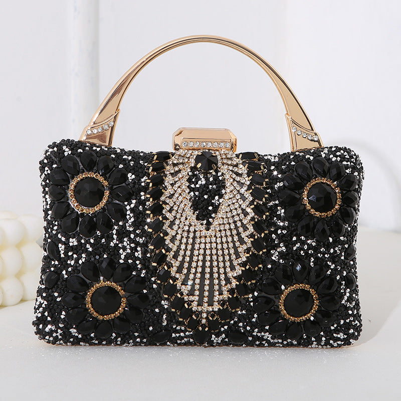 Sarah Express Diamond Inlaid Hard Shell Evening Clutch Black