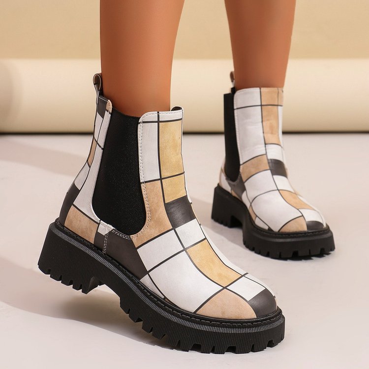 Sarah Express Color Block Mid-Calf Slip-On Boots