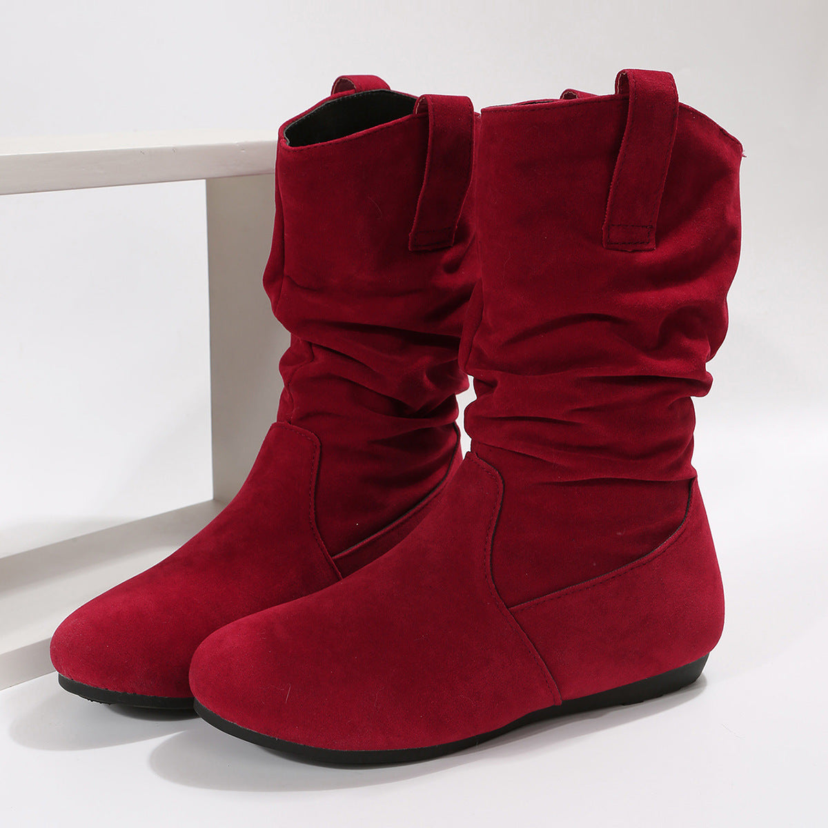 Sarah Express Suede Mid-Calf Flat Boots