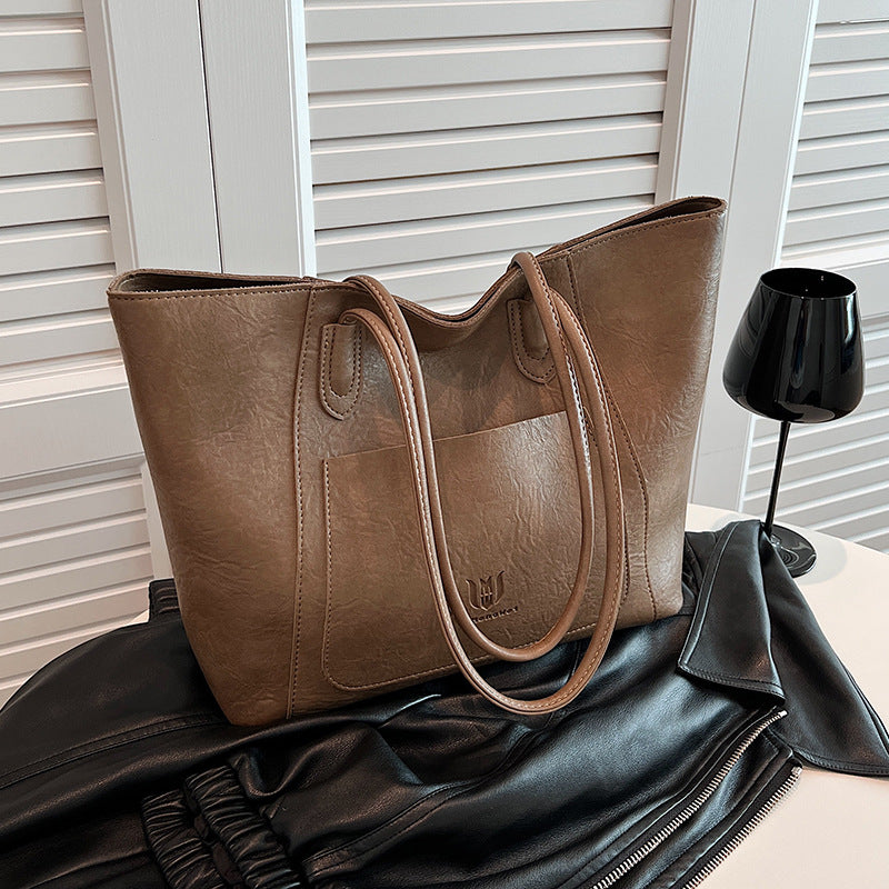 Sarah Express Retro Texture Commuter Shoulder Tote Bag