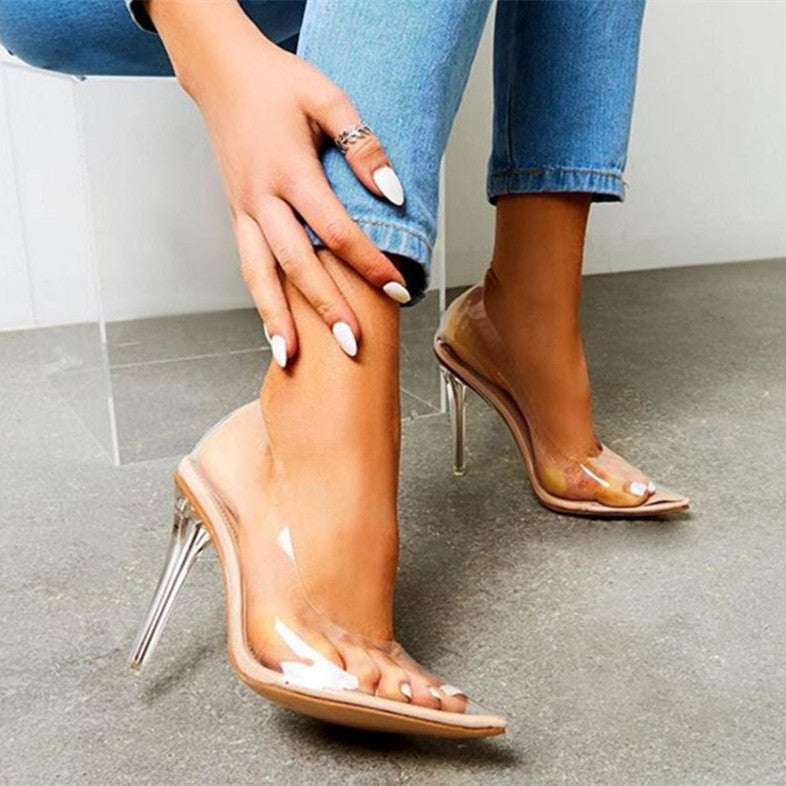 Sarah Express Transparent Pointed Toe Stiletto Pumps