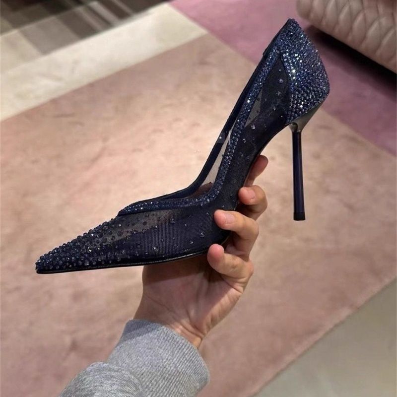 Sarah Express Mesh Rhinestone Pointed-toe Stiletto Heels