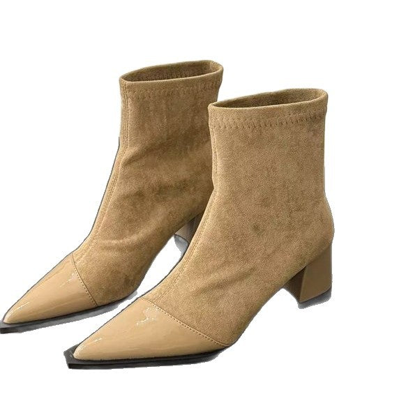 Sarah Express Chunky Heel Pointed Toe Ankle Boots
