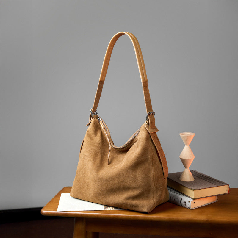 Sarah Express Retro Dumpling Genuine Leather Shoulder Tote