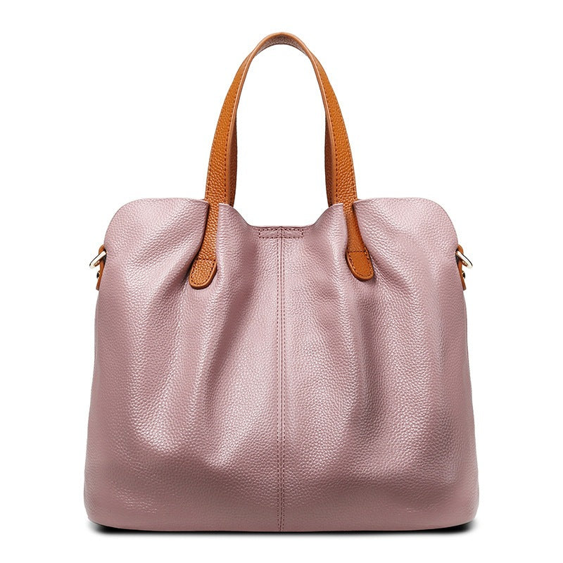 Sarah Express Casual Soft Leather Shoulder Tote Bag Light Purple