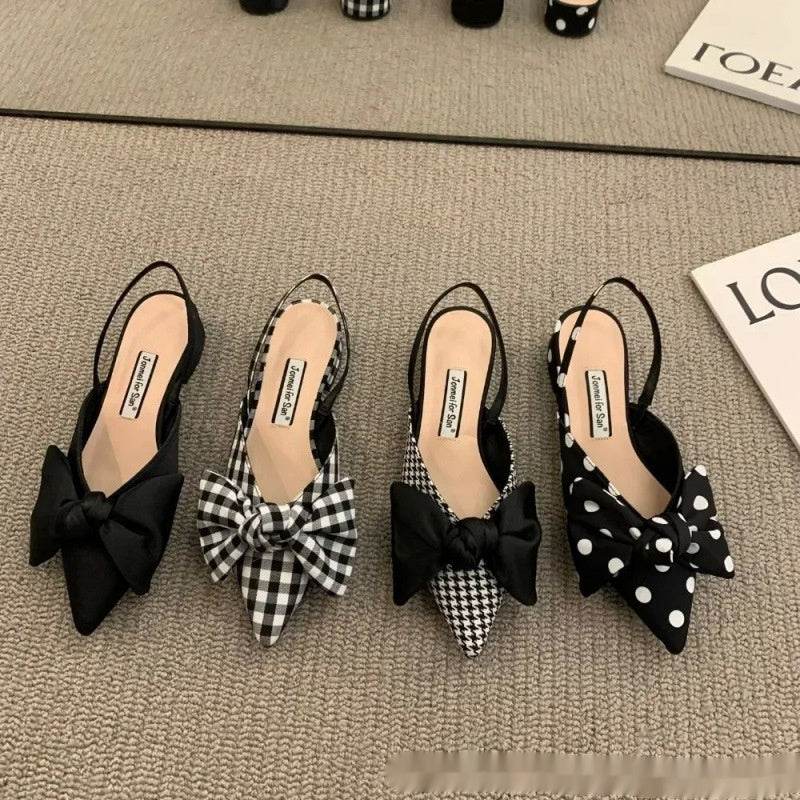 Sarah Express Pointed Toe Bow Embellished Slingback Sandals
