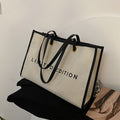 Sarah Express Large Canvas Tote Bag with Zipper Black