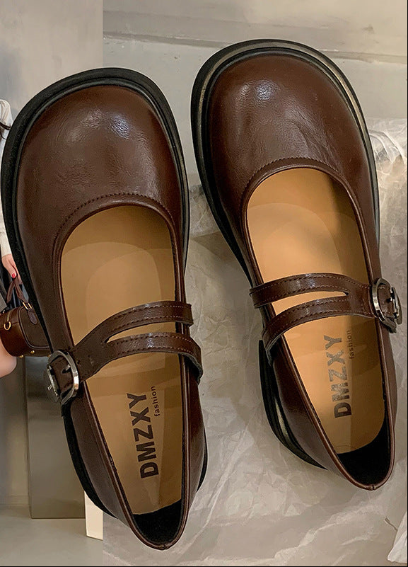 Sarah Express Retro Square Toe Chunky Heel Shoes