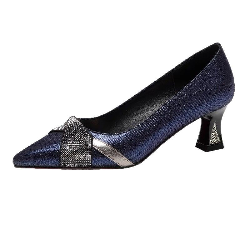 Pointed-Toe Chunky Heel Slip-On Pumps – heel profile alternate view 5