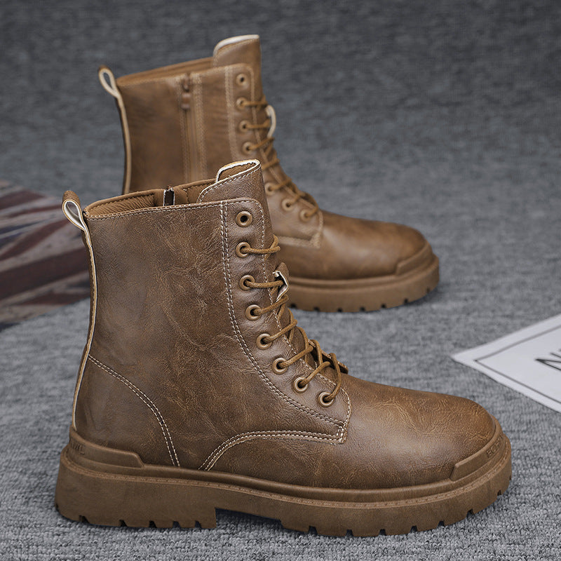 Sarah Express Men's Retro High-Top Platform Boots Brown