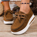 Sarah Express Women's Platform Lace-Up Wedge Loafers Brown
