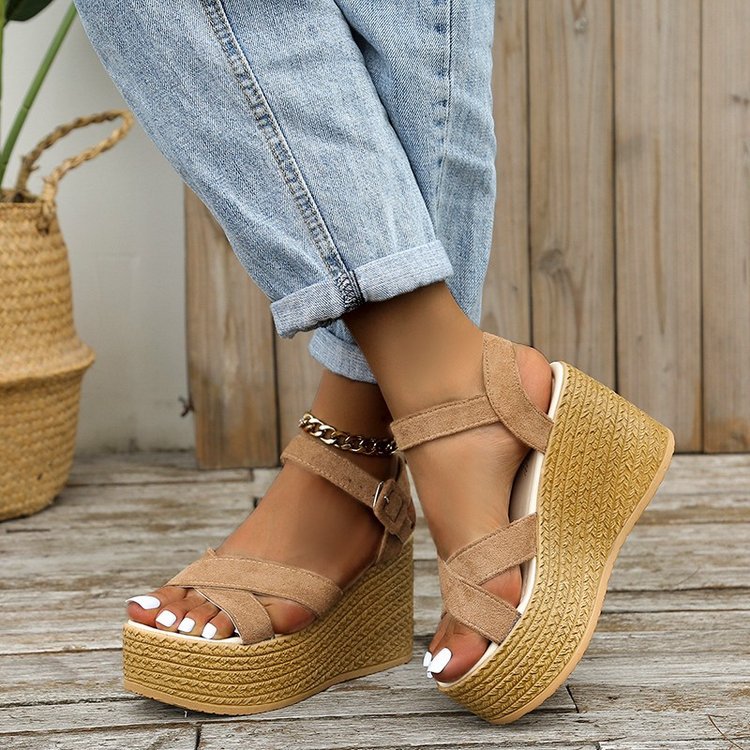 Sarah Express Cross-Strap Platform Wedge Sandals