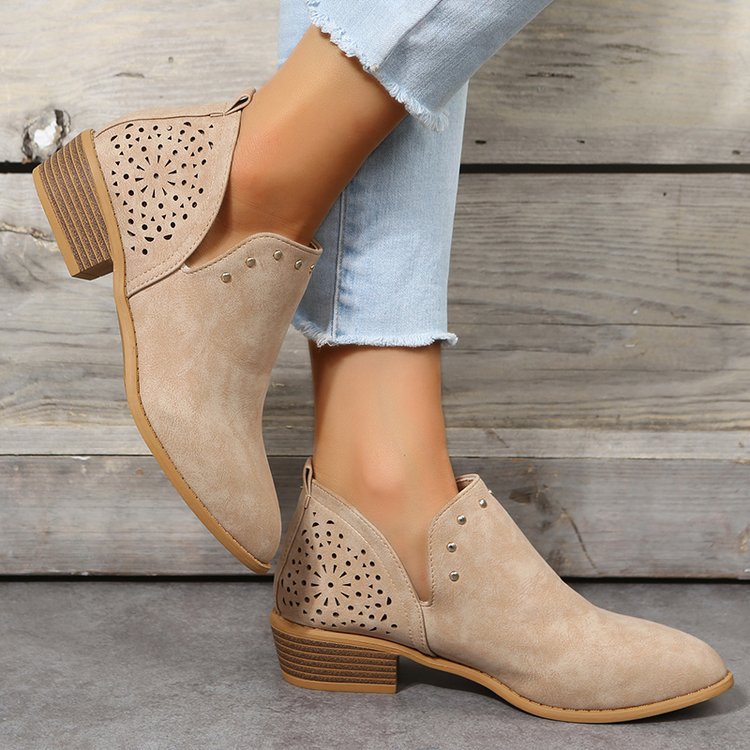 Sarah Express Women's Retro Studded Pointed-Toe Ankle Boots