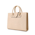 Sarah Express Crocodile Embossed Structured Leather Tote Bag Apricot