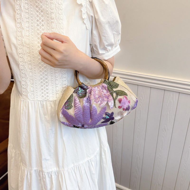 Sarah Express Shell Shape Bamboo Handle Tote Bag
