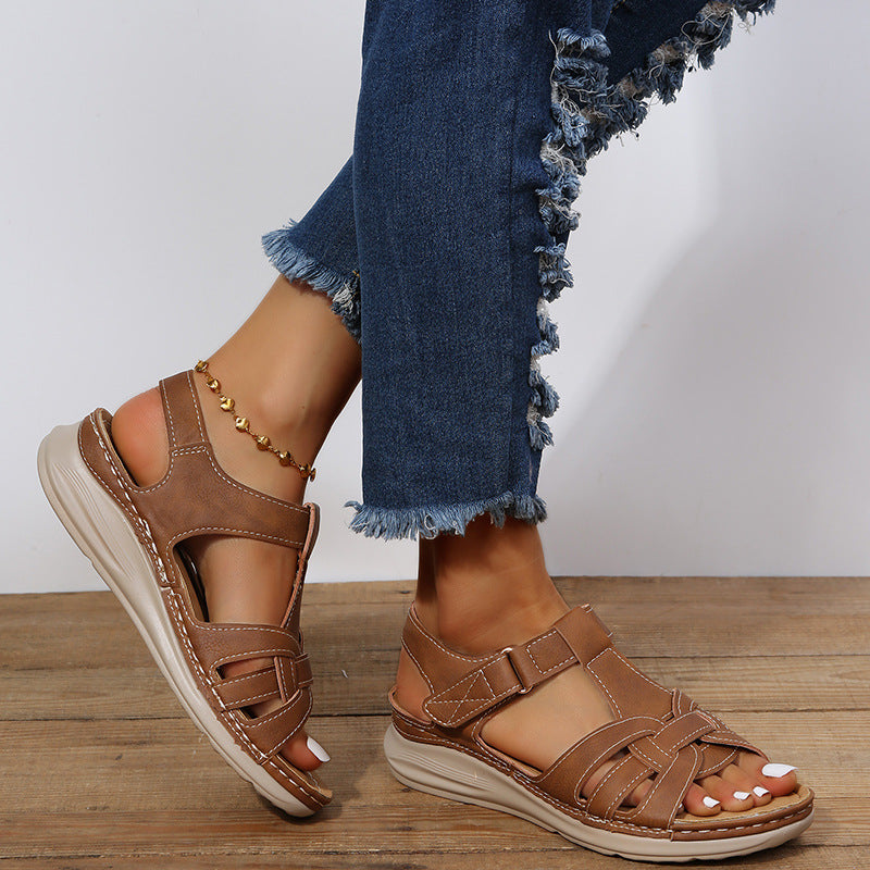 Sarah Express Roman Style Platform Sandals With Velcro